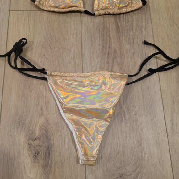 Bronze Copper Holographic Rainbow String Bikini - Picture 2 of 3
